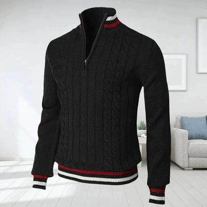 Men's High-Neck Cable Knit Sweater