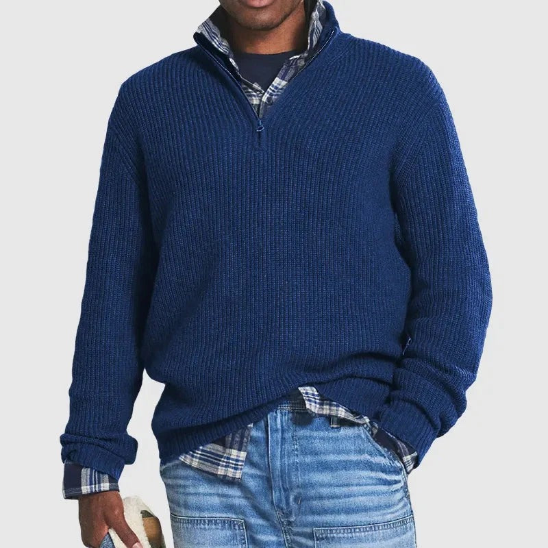 Herren Pullover Warm Halbzipper - IdealeKleiden