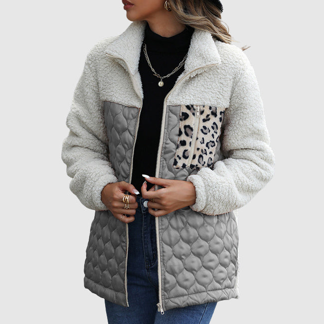 Cozy Fleece Jacket Oversized Faux Fur Trim Design