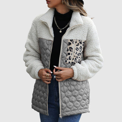 Cozy Fleece Jacket Oversized Faux Fur Trim Design