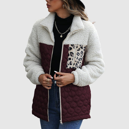 Cozy Fleece Jacket Oversized Faux Fur Trim Design