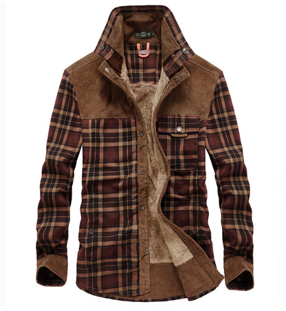 Men's Winter Jacket Flannel Stand-Up Collar Warm