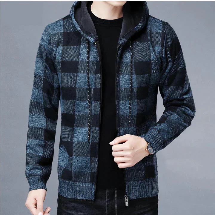 Men's Plaid Hooded Jacket Modern