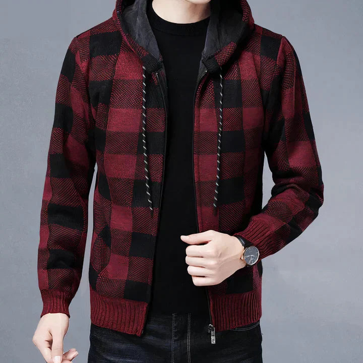 Men's Plaid Hooded Jacket Modern