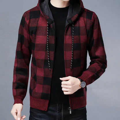 Men's Plaid Hooded Jacket Modern