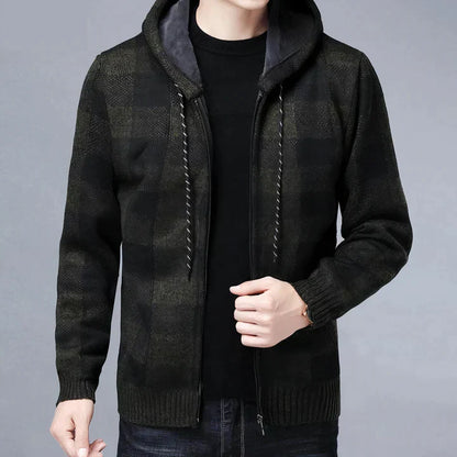 Men's Plaid Hooded Jacket Modern