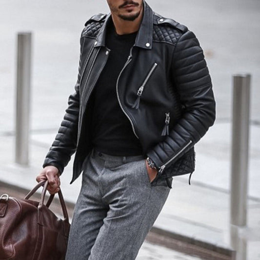 Stilvolle Lederjacke Herren Slim Fit - IdealeKleiden