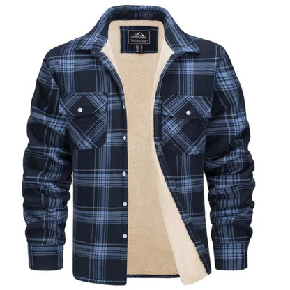 Men's Sherpa Jacket Plaid Pattern Warm