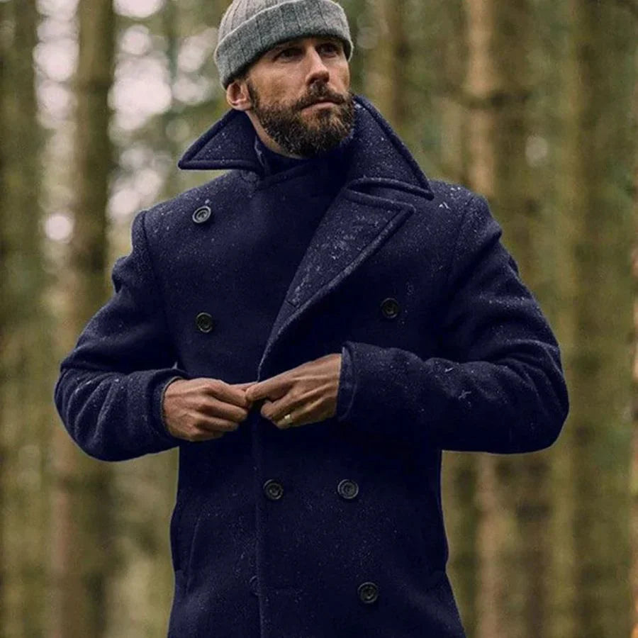 Men's Wool Winter Coat Elegant Black