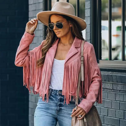 Stylish women's jacket with fringes