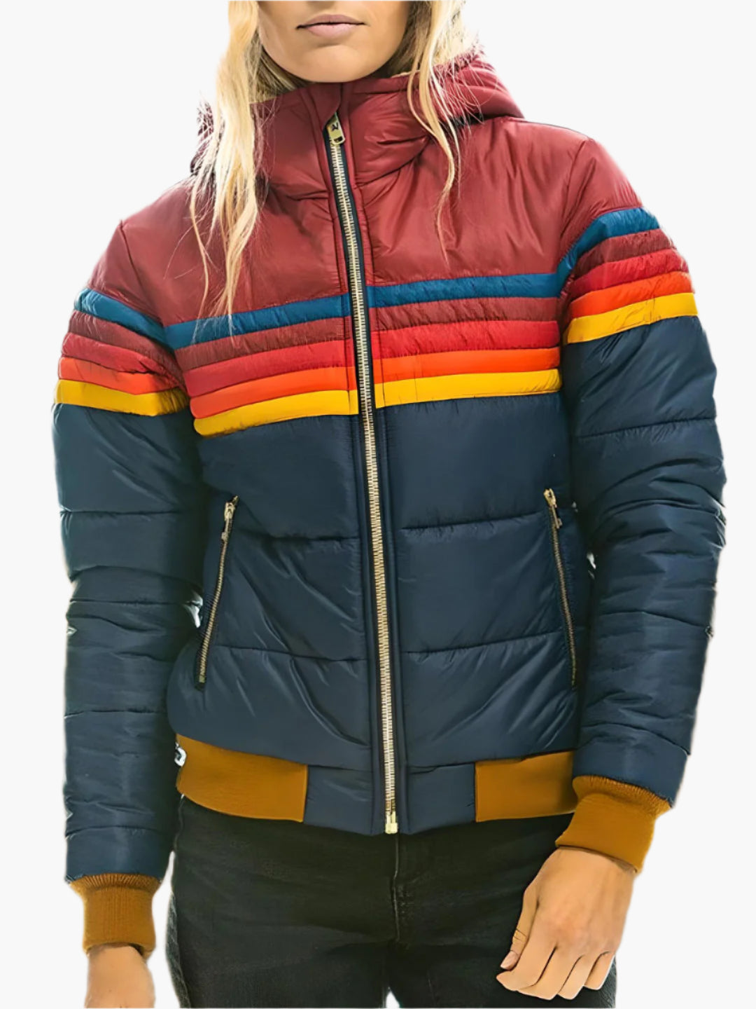 Retro Quilted Jacket with Hood - Vintage Winter Jacket for Women