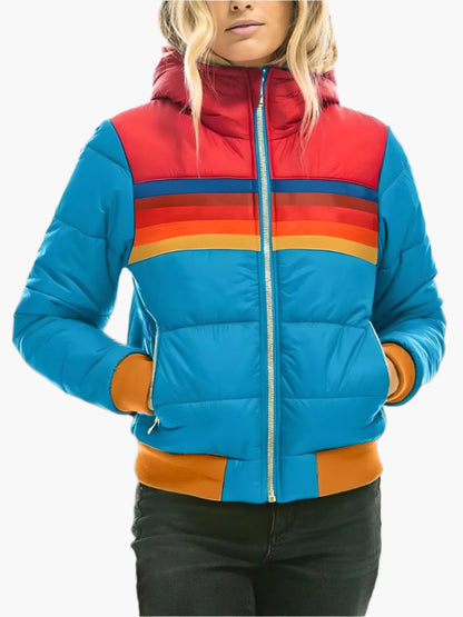 Retro Quilted Jacket with Hood - Vintage Winter Jacket for Women