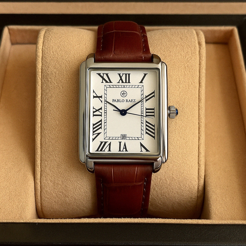 Men's Watch Rectangular Leather Strap Classic