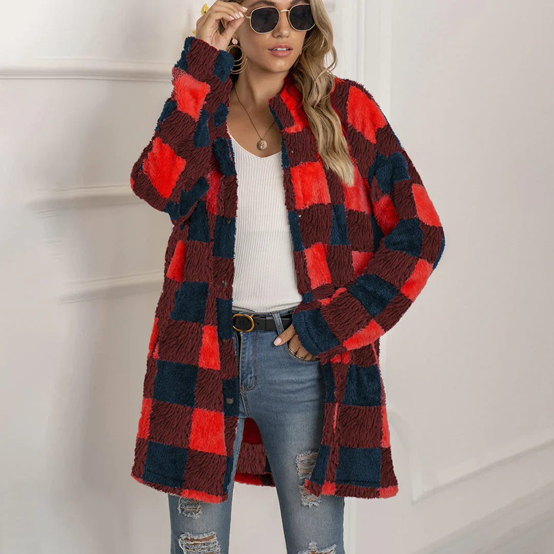 Karierte Damenjacke Bequem Modern - IdealeKleiden