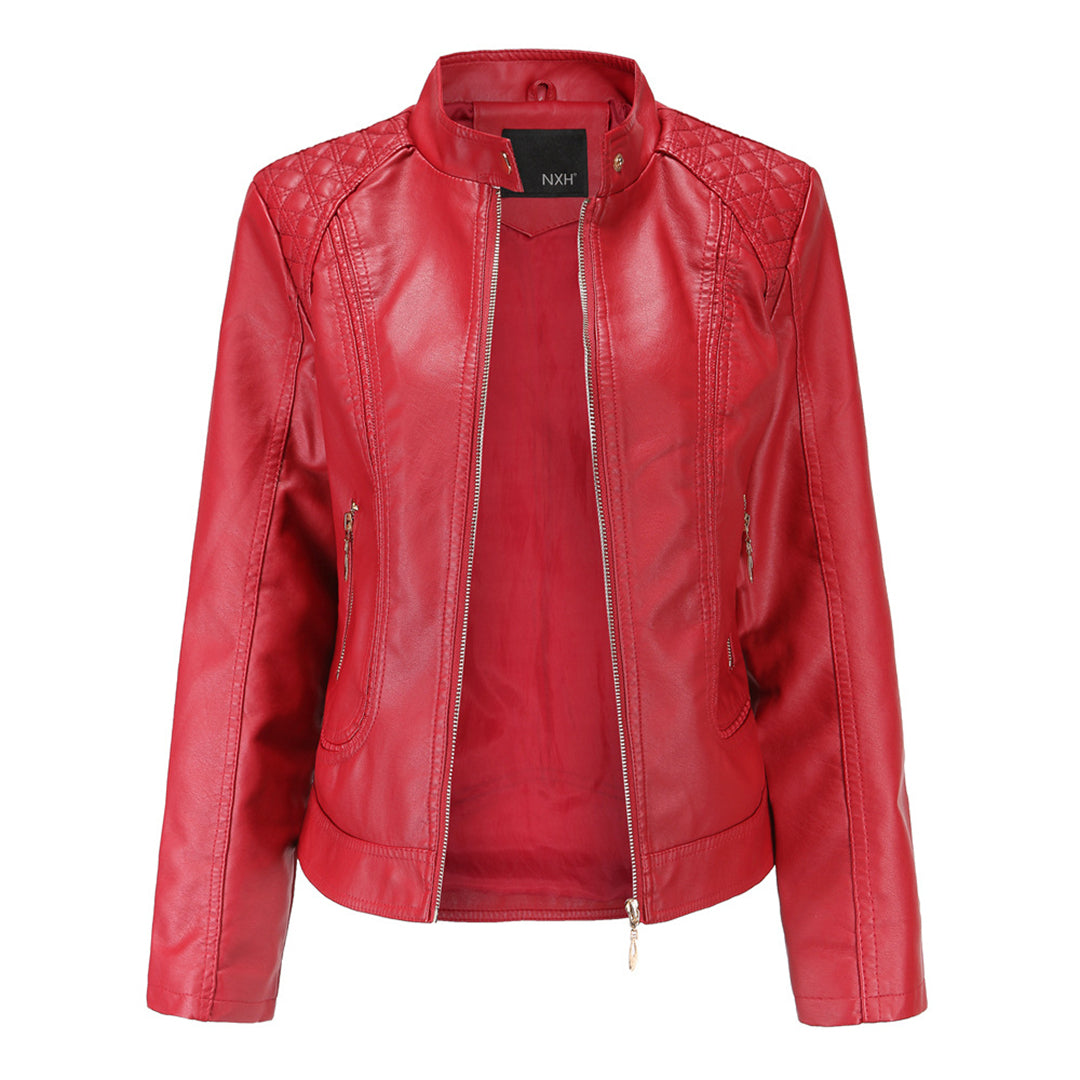Elegant Women's Black Leather Jacket Leather Protection