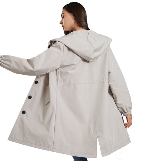 Damen Mantel Kapuzen Trendy A-Linie - IdealeKleiden