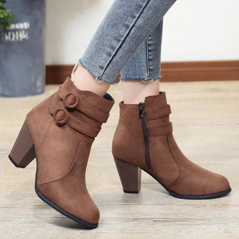 Stylish Boots Retro Design Block Heel