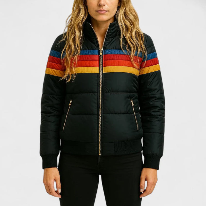 Stylish Puffer Coat Colorful Hood