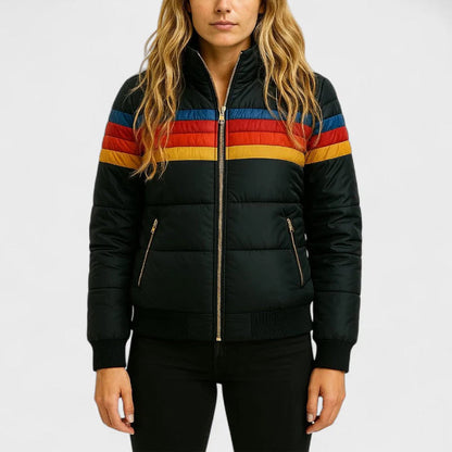 Stylish Puffer Coat Colorful Hood