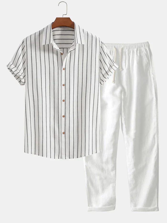 Men's Summer Suit Linen Stripe Look
