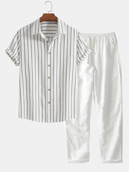 Men's Summer Suit Linen Stripe Look