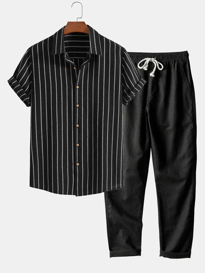Men's Summer Suit Linen Stripe Look