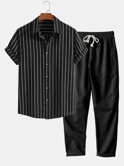 Men's Summer Suit Linen Stripe Look
