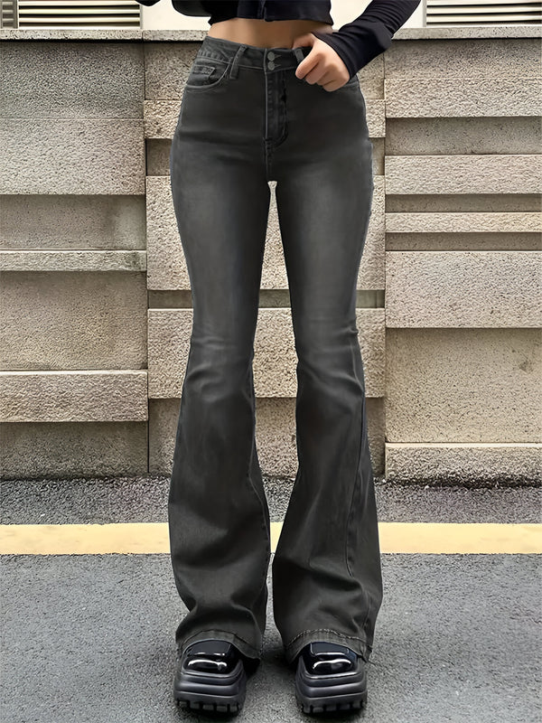 High-Waisted Women's Jeans with Flare Leg and Stretch