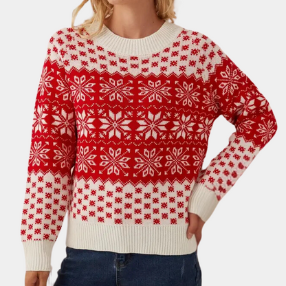 Weihnachtspullover Damen Schneeflocken Muster - IdealeKleiden