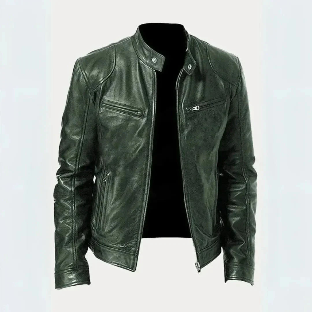 Leather Motorcycle Jacket Stylish Black