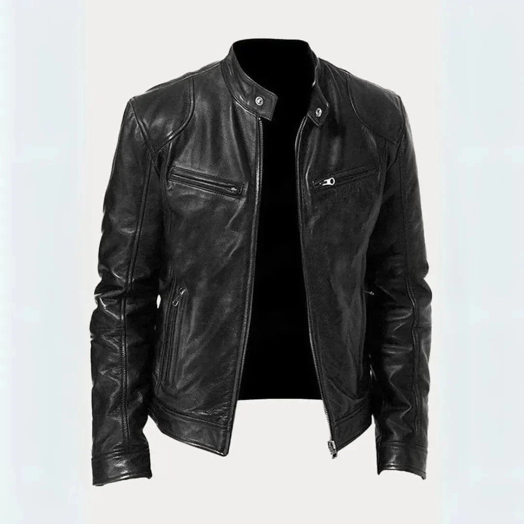 Leather Motorcycle Jacket Stylish Black