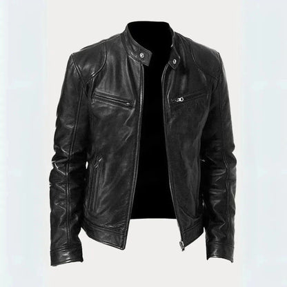 Leather Motorcycle Jacket Stylish Black
