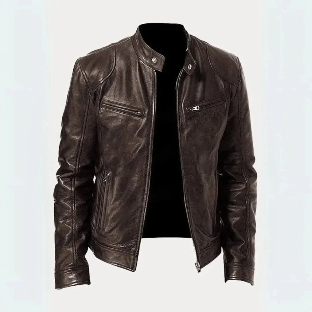 Leather Motorcycle Jacket Stylish Black