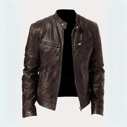 Leather Motorcycle Jacket Stylish Black