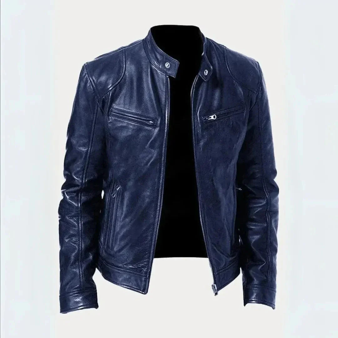 Leather Motorcycle Jacket Stylish Black