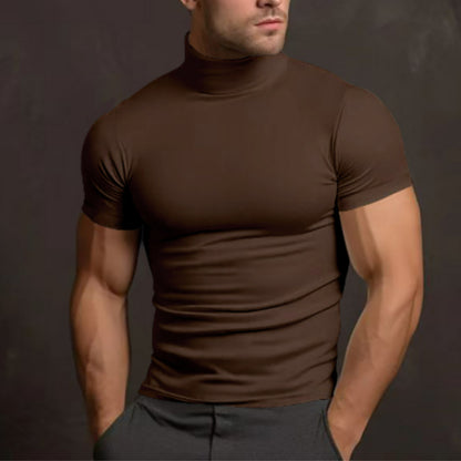 Men's Turtleneck Sweater Slim Fit Short Sleeve