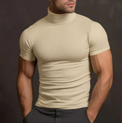 Men's Turtleneck Sweater Slim Fit Short Sleeve