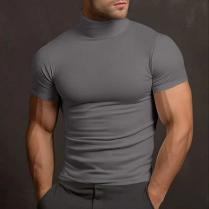 Men's Turtleneck Sweater Slim Fit Short Sleeve
