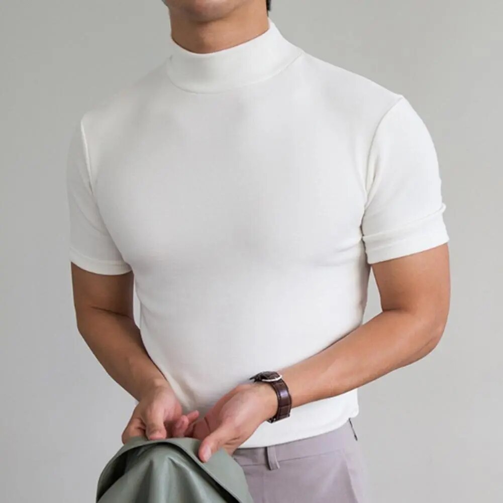 Men's Turtleneck T-Shirt Plain Elegant