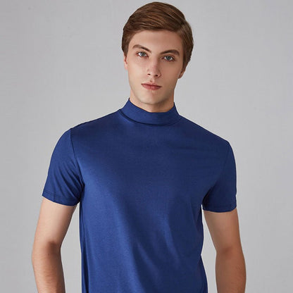 Men's Short-Sleeve Plain Turtleneck T-Shirt