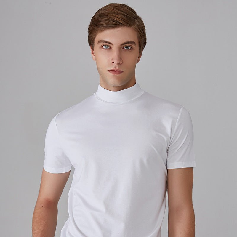 Men's Short-Sleeve Plain Turtleneck T-Shirt