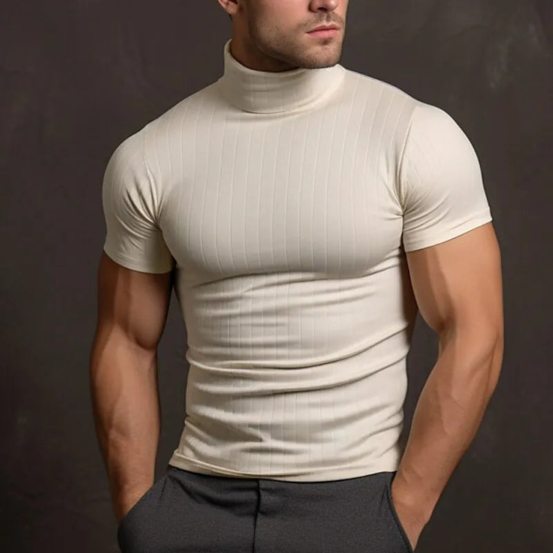 Men's Slim Fit Turtleneck Short Sleeve T-Shirt