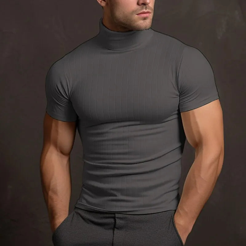 Men's Slim Fit Turtleneck Short Sleeve T-Shirt