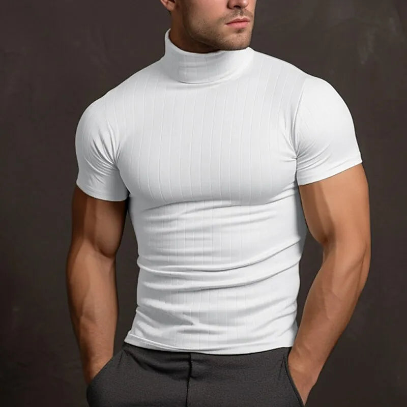 Men's Slim Fit Turtleneck Short Sleeve T-Shirt