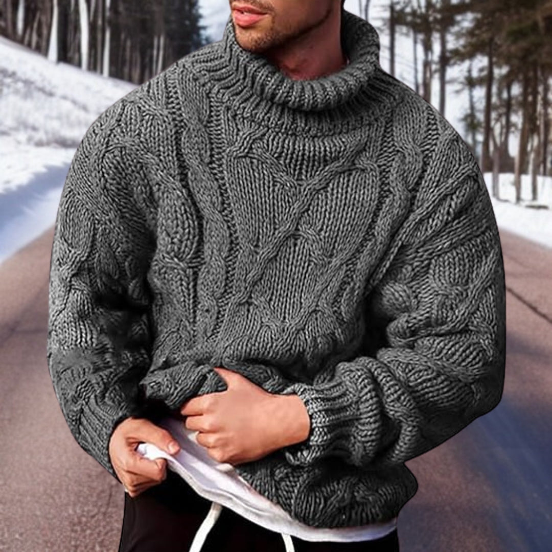 Men's Turtleneck Cable Knit Sweater