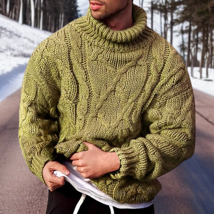 Men's Turtleneck Cable Knit Sweater