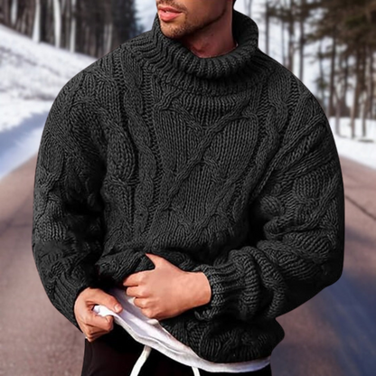 Men's Turtleneck Cable Knit Sweater