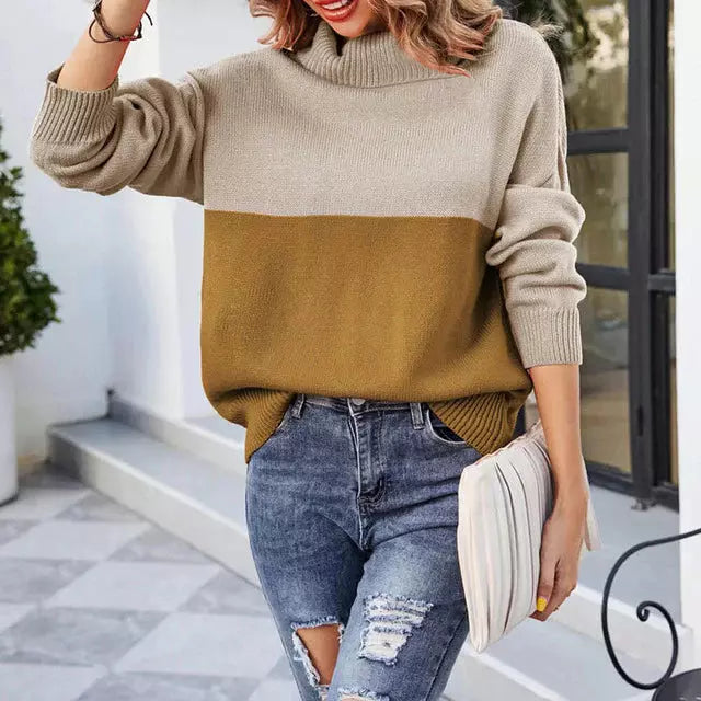 Modern Dresses Contrast Colors Women