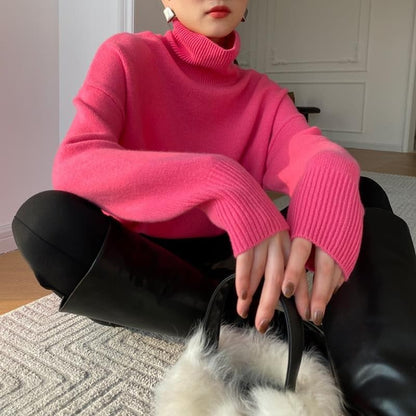Knitted sweater turtleneck comfortable warm fit
