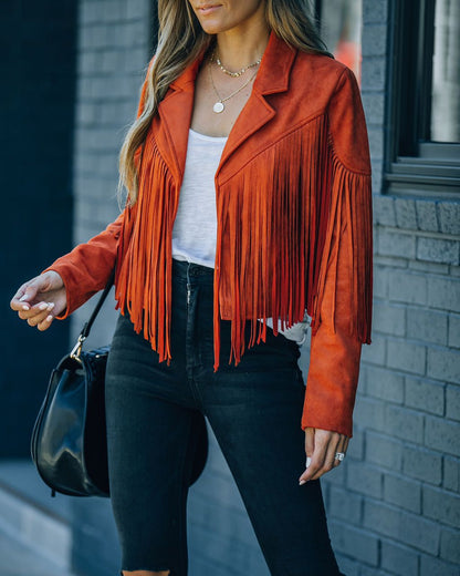 Stylish women's jacket with fringes